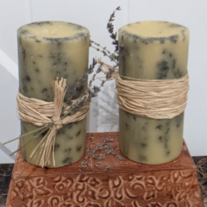 Handmade Organic Beeswax, Lavender small Lavender Organic Beeswax Candle.