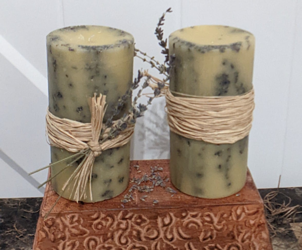 Handmade Organic Beeswax, Lavender small Lavender Organic Beeswax Candle.