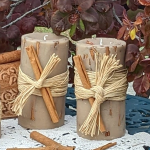 Tall 100% Pure Organic Beeswax Candles are Infused with Cinnamon Authentic Essential Oil, Organic.