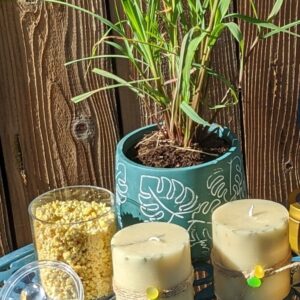 Organinc Lemongrass Beeswax Candles. Handmade