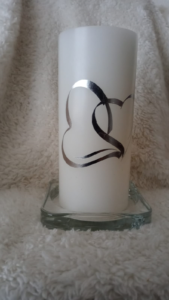 Silver Heart Candle is hand-decoupage and great for Special Occasions, Weddings, and Anniversaries. Simple Elegance,