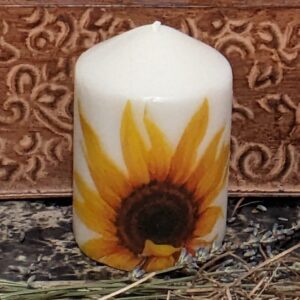 Beautiful Decoupage Candles Sunflower Bouquet Short Handmade are Simply elegant