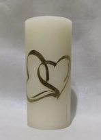 Gold Heart Candle is hand-decoupage and great for Special Occasions, Weddings, and Anniversaries. Simple Elegance,